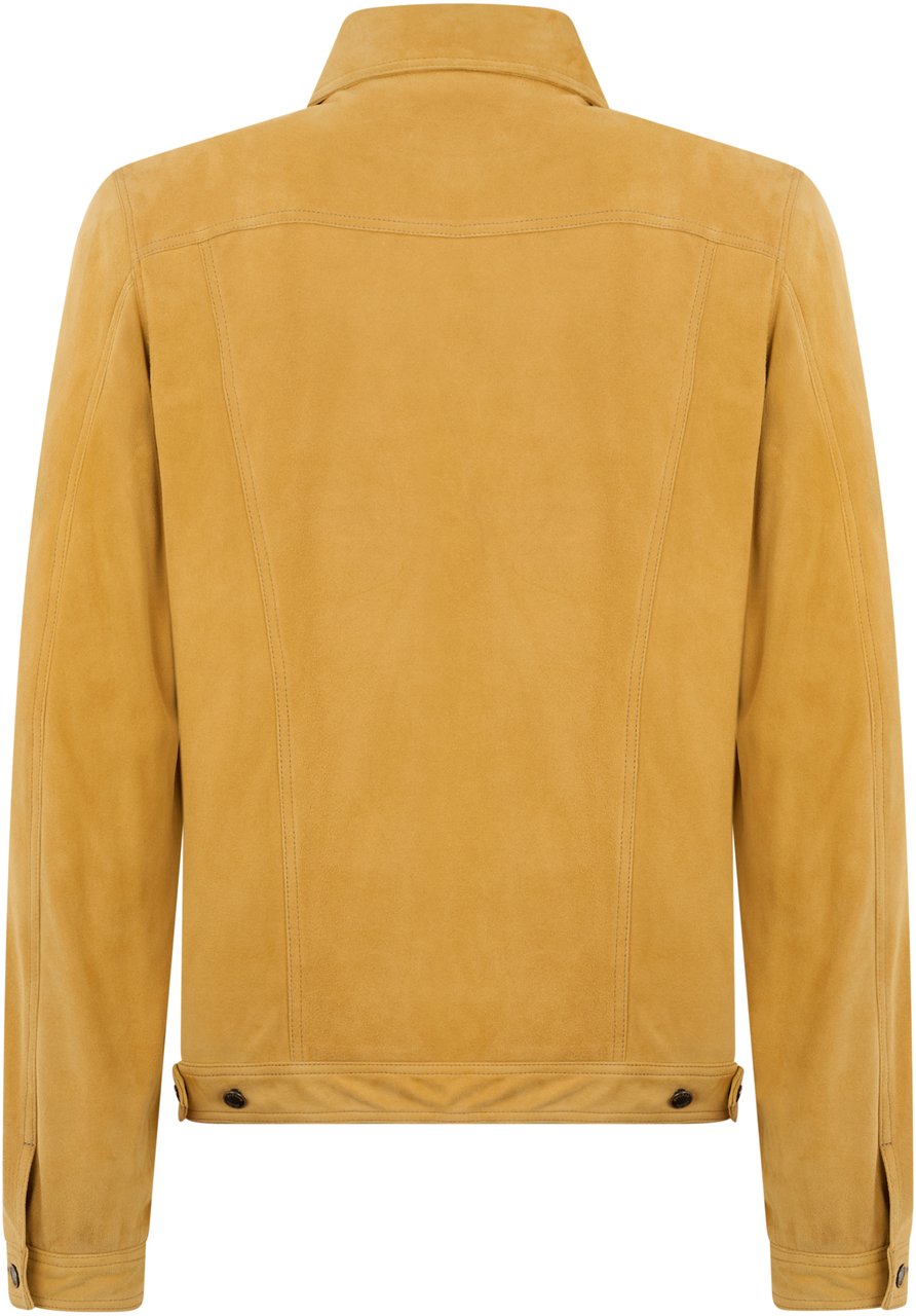 Moorer Mustard yellow suede jacket, classic versatile. Geel