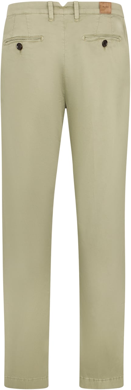 Moorer Light khaki colored trousers with straight and slim cut. Groen