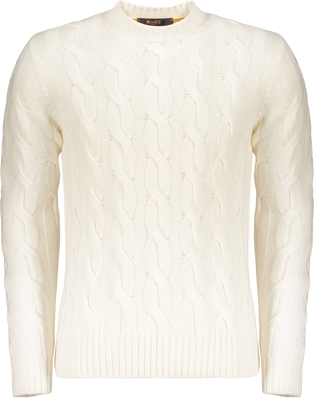 Moorer Sweater with an elegant cable knit pattern Wit