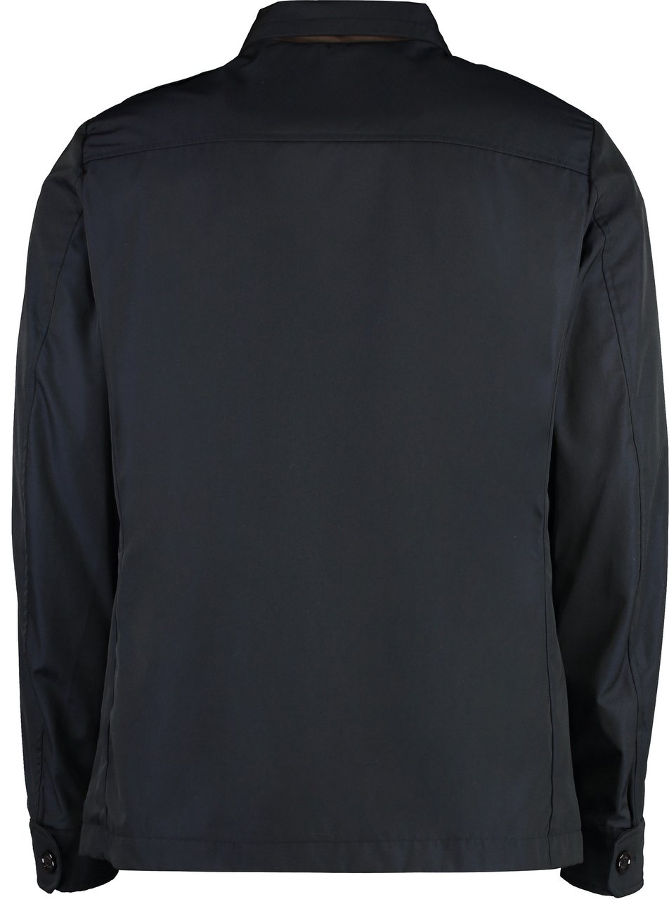 Moorer Double-breasted gabardine jacket Blauw