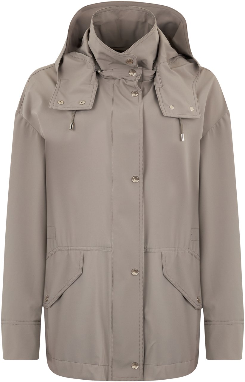 Moorer Light jacket in mud color with hood and pockets. Neutraal