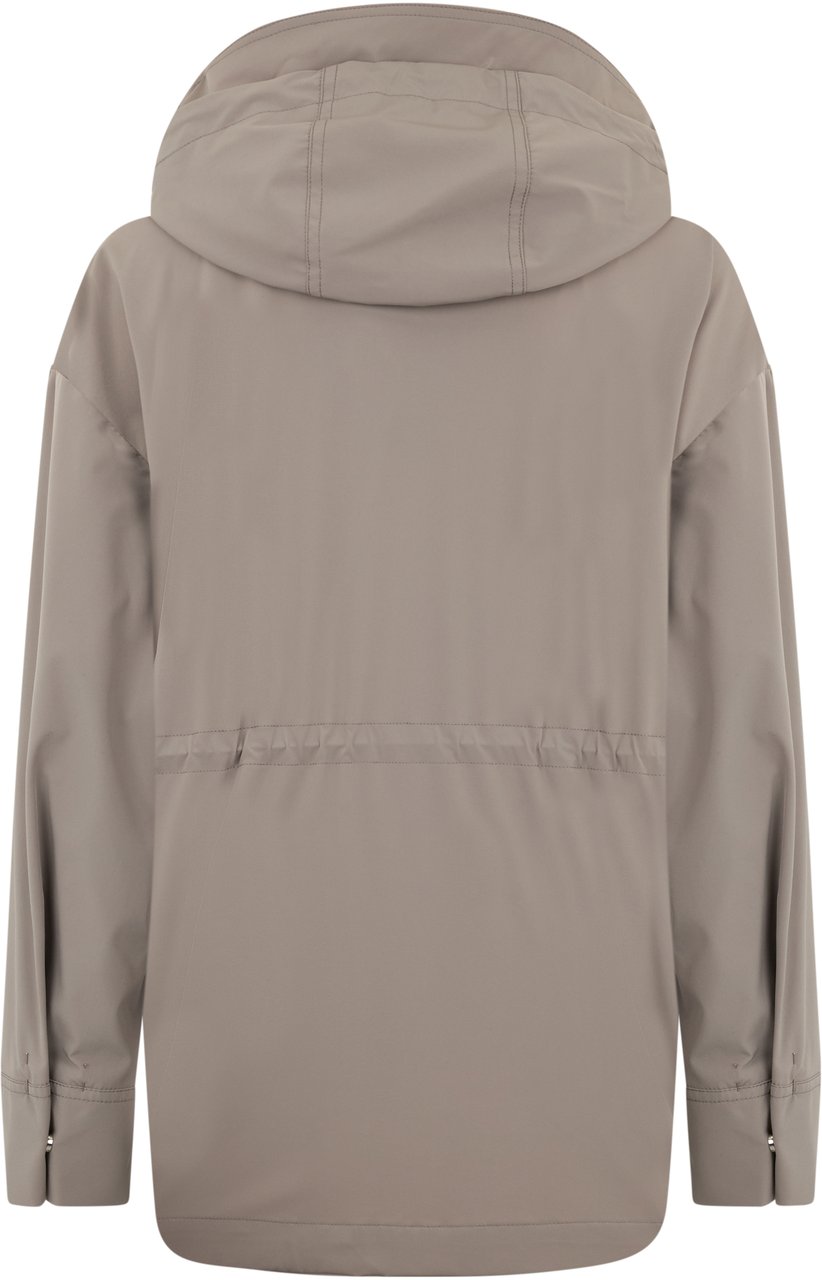 Moorer Light jacket in mud color with hood and pockets. Neutraal