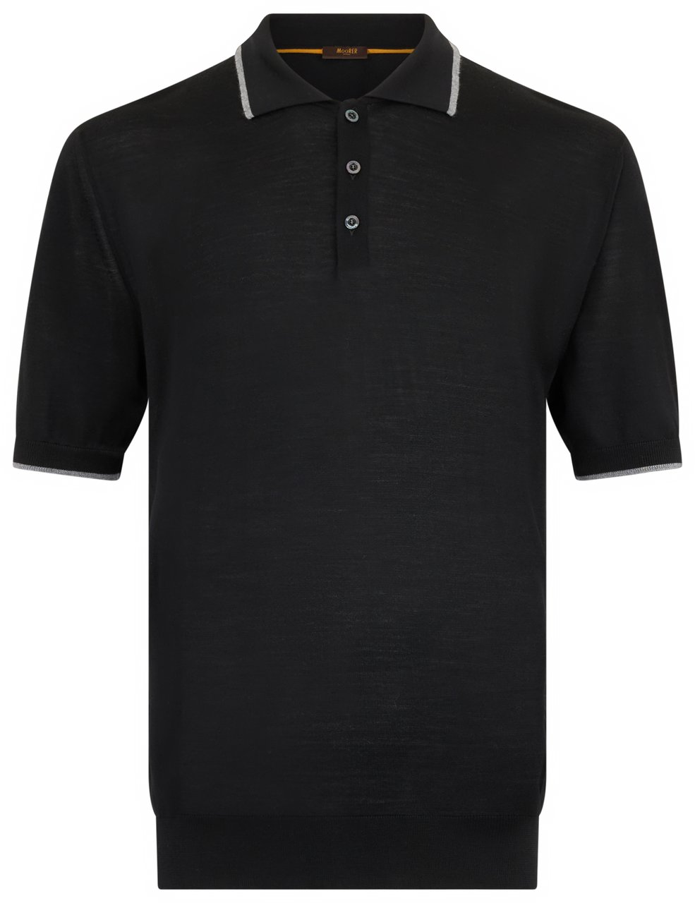 Moorer Black polo with short sleeves and a casual, versatile design. Zwart