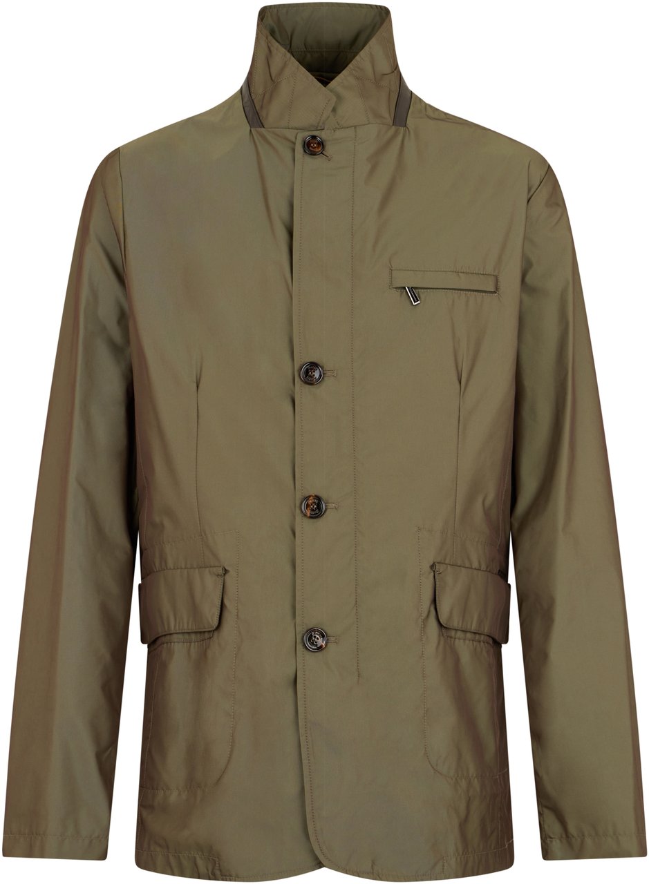 Moorer Classic Green khaki Jacket with Buttons Groen