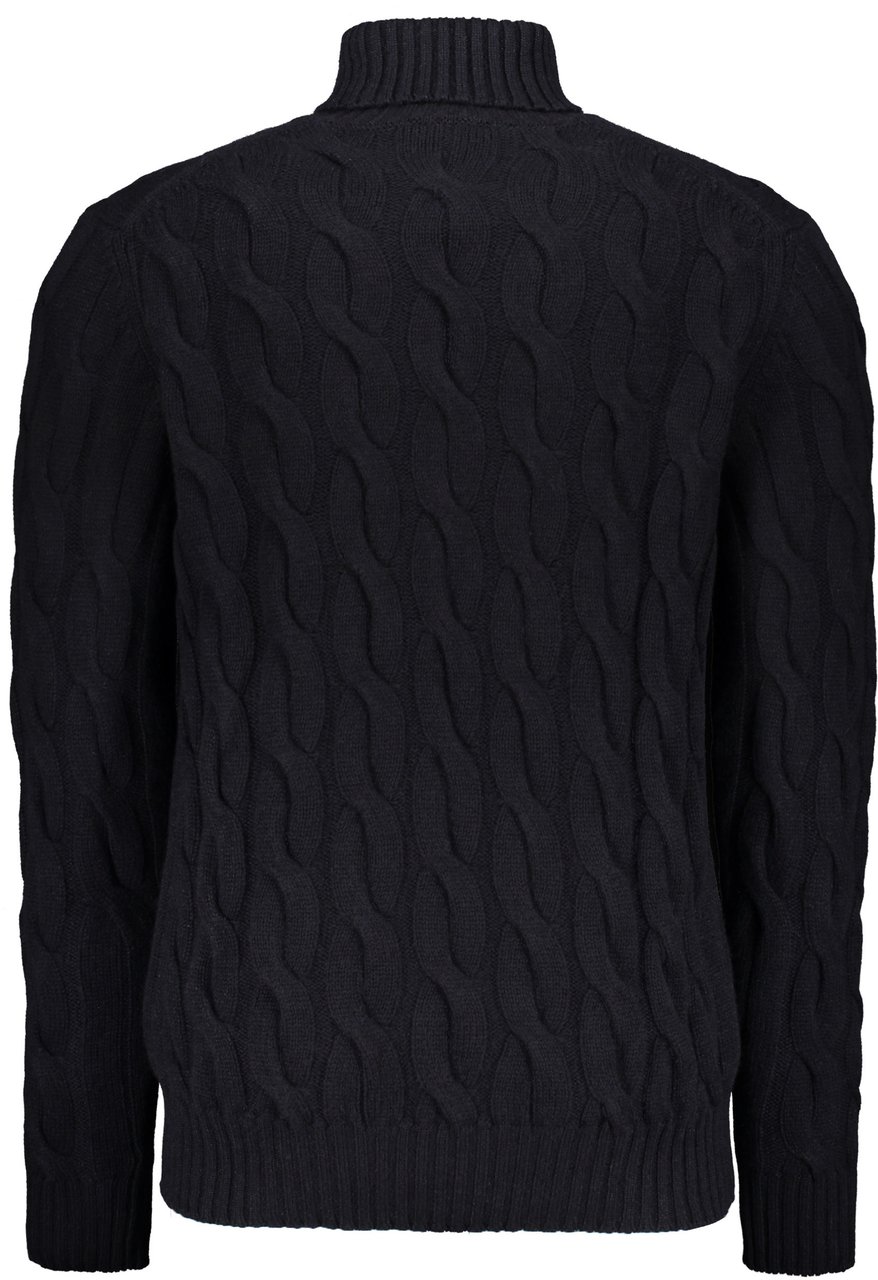 Moorer Sweater with a turtleneck made in braid Blauw