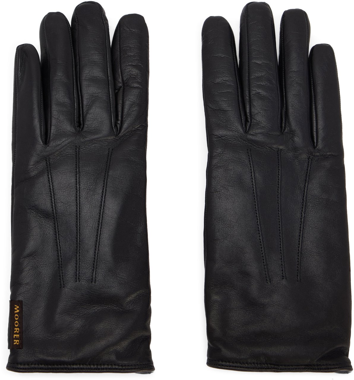 Moorer Elegant and soft black leather gloves. Zwart