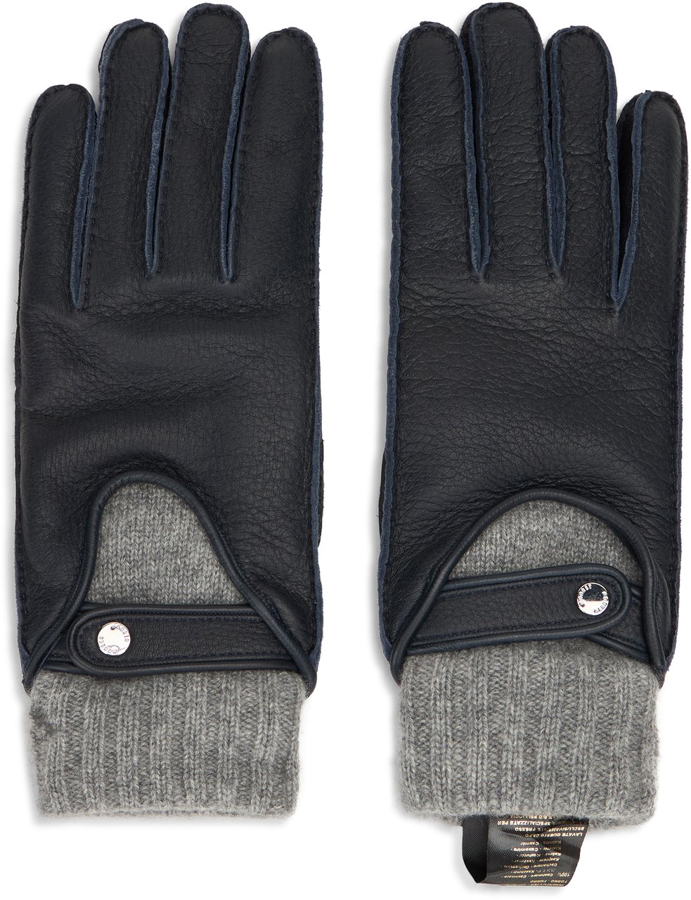 Moorer Leather gloves with mesh inserts Blauw
