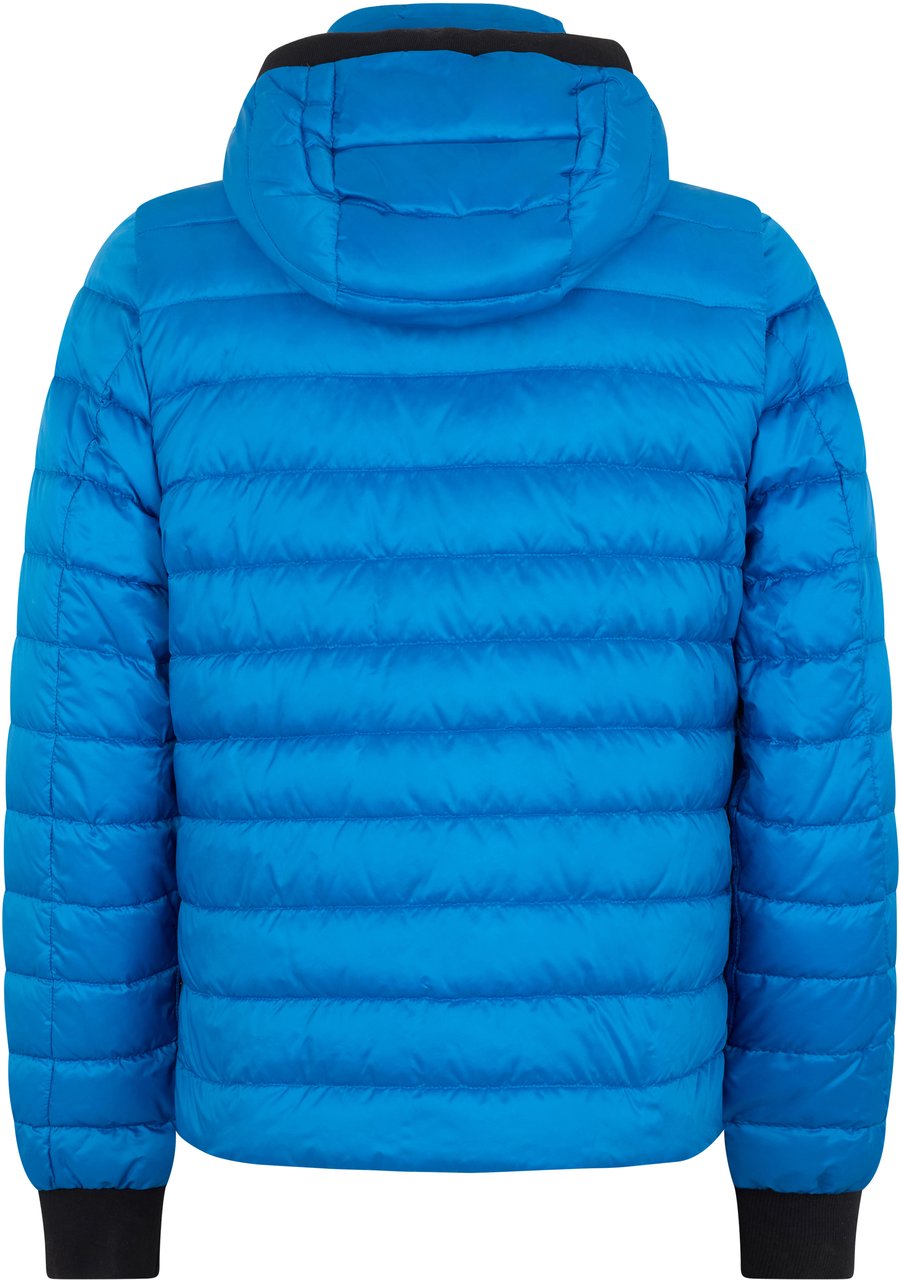 Moorer Blue padded jacket with hood and zip Blauw