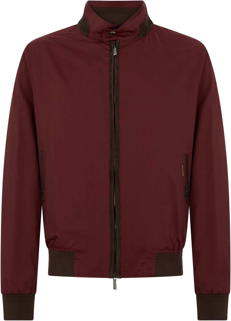 Moorer Lightweight bordeaux jacket for men with zip closure Rood