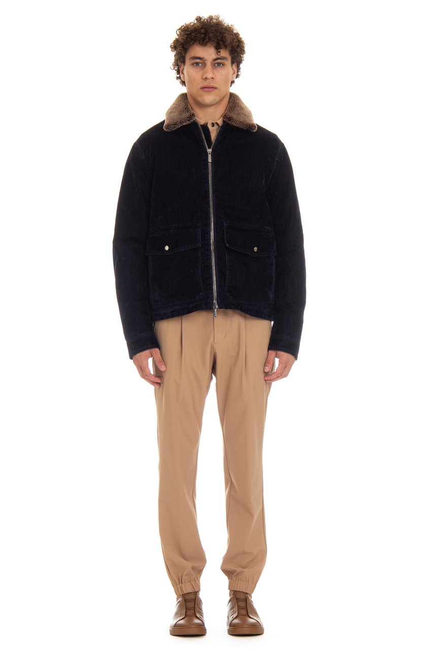 Moorer Flocked Denim Bomber Padded Zwart