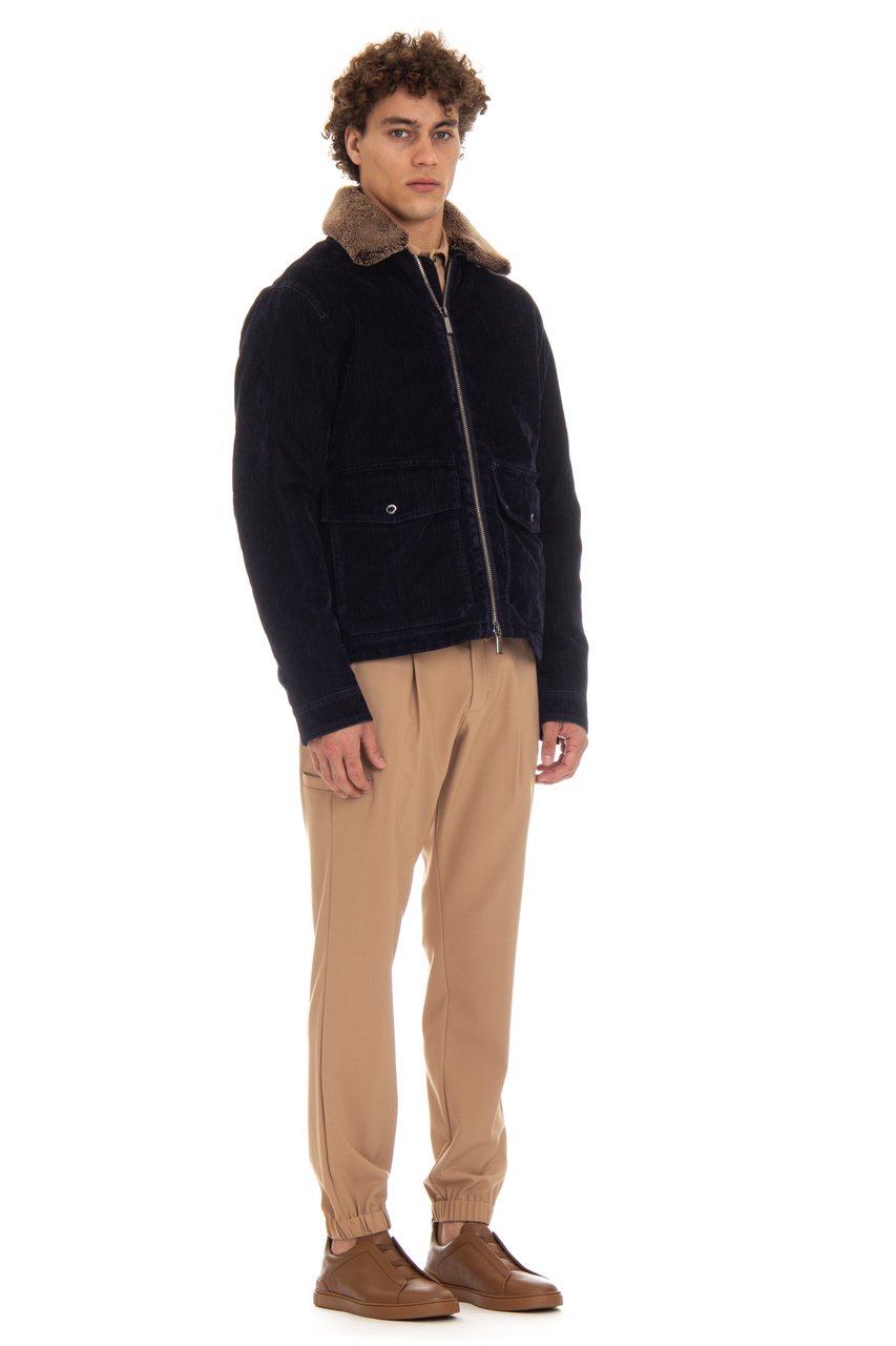 Moorer Flocked Denim Bomber Padded Zwart