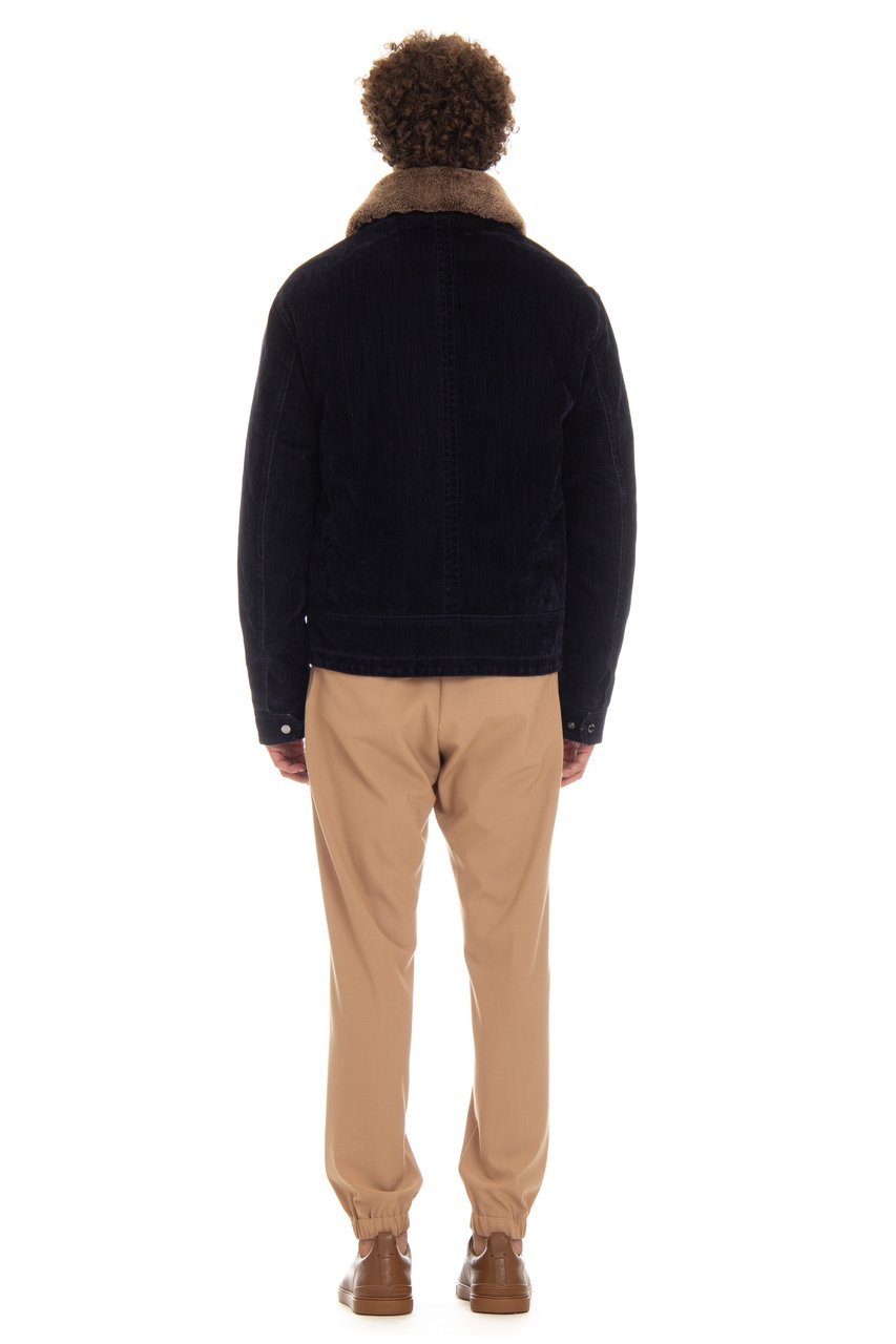 Moorer Flocked Denim Bomber Padded Zwart