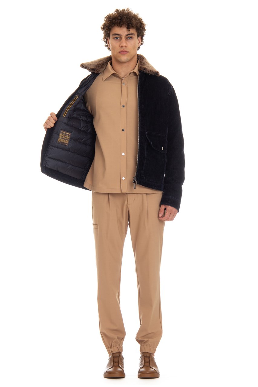 Moorer Flocked Denim Bomber Padded Zwart