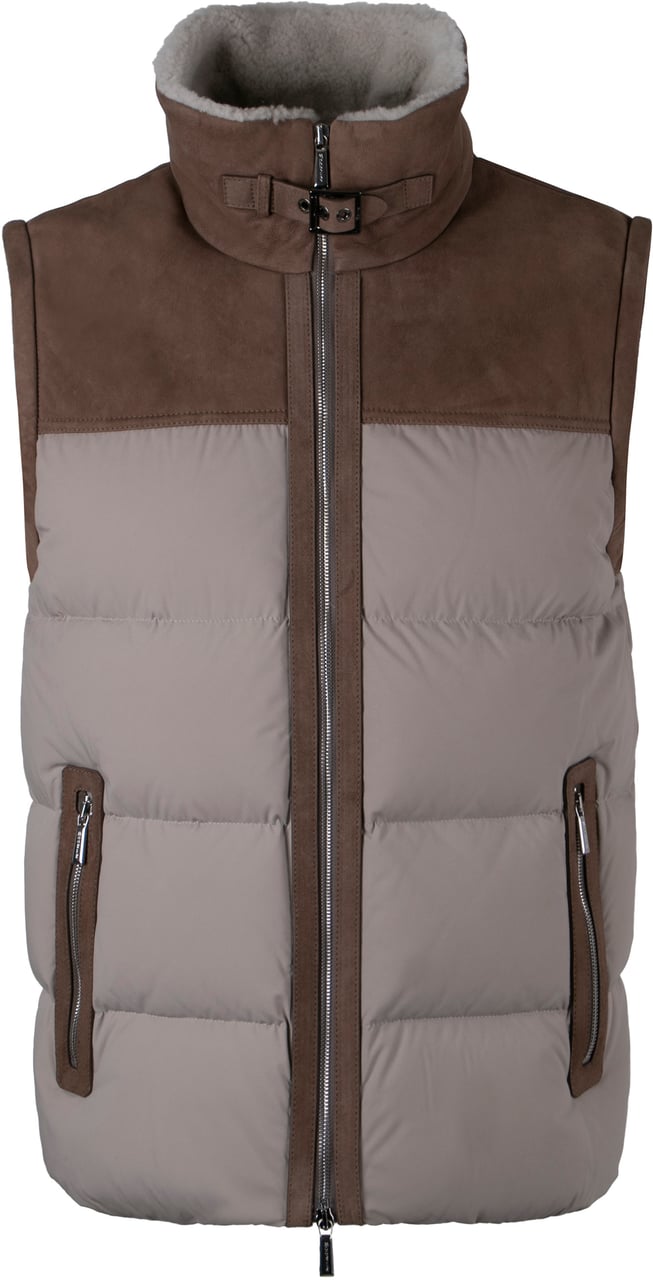 Moorer Imer full zip down vest Neutraal