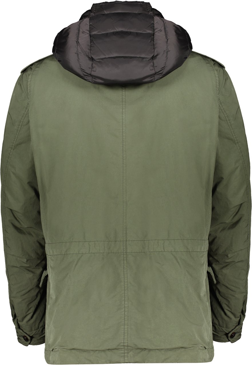 Moorer Olive green down jacket with hood and pockets Groen