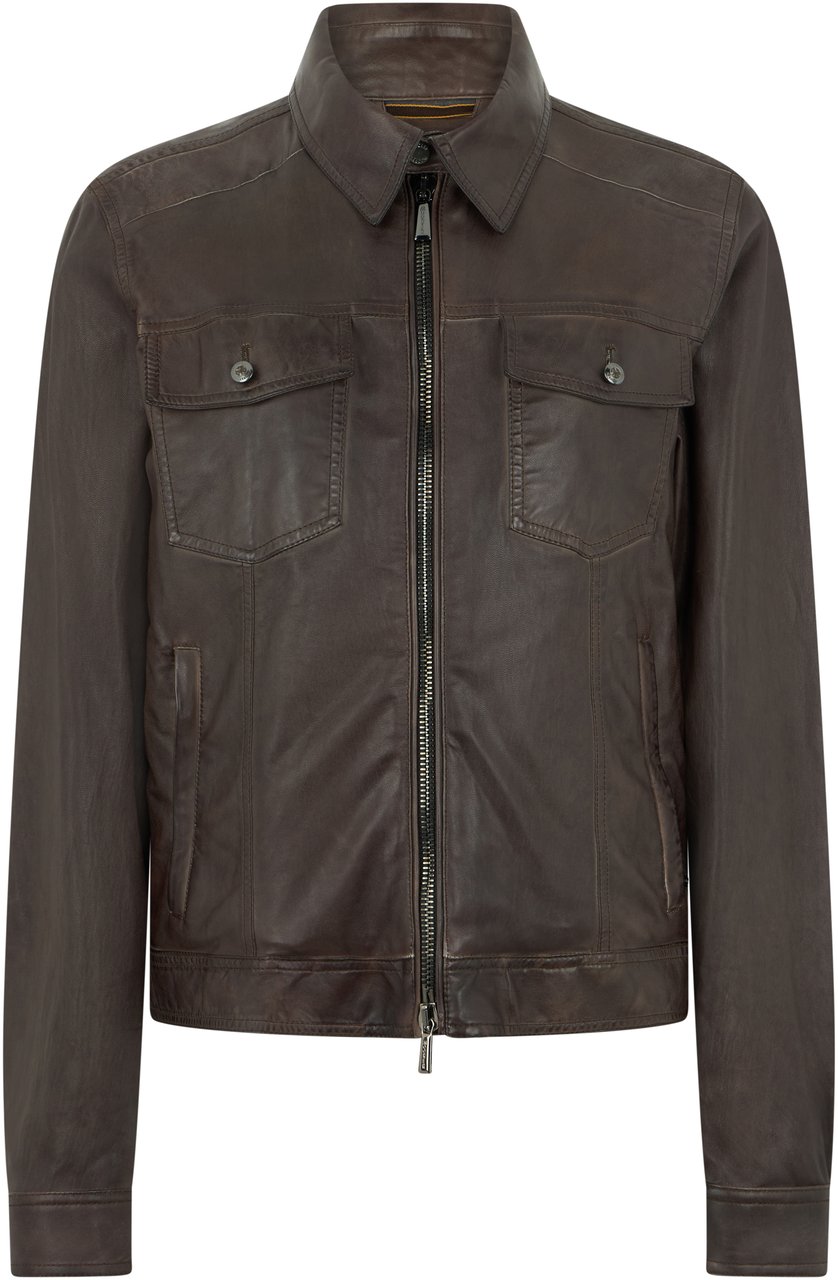 Moorer Classic versatile dark brown leather jacket Bruin