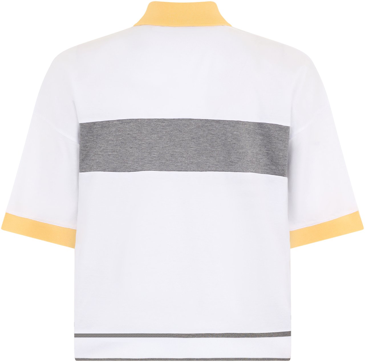Moorer Modern white polo with a crop cut and short sleeves. Wit