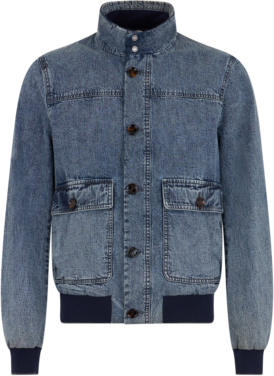 Moorer Classic and versatile blue denim jacket Blauw