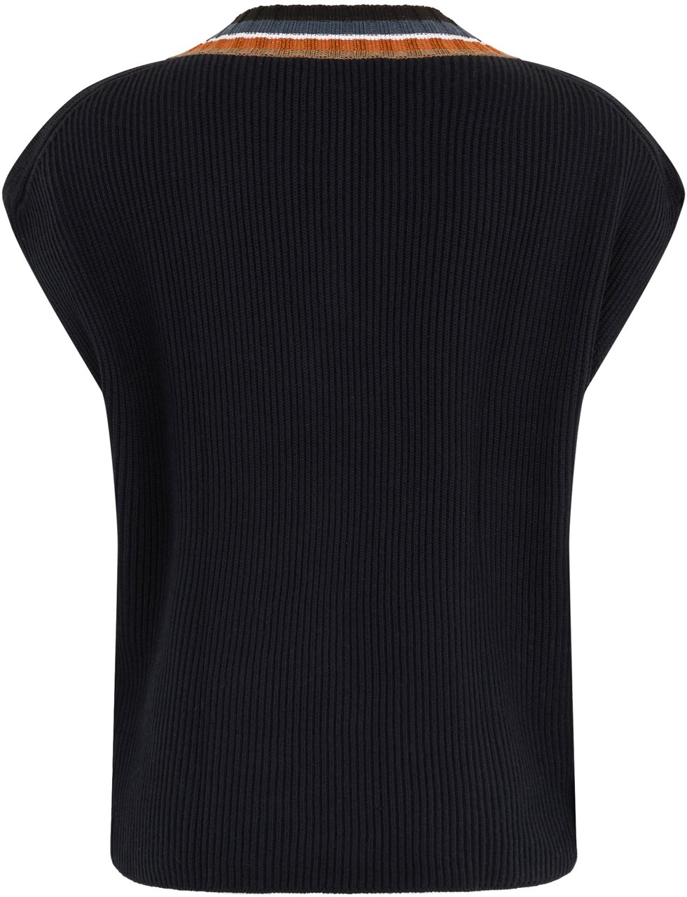 Moorer Dark blue sleeveless sweater with V-neck. Blauw