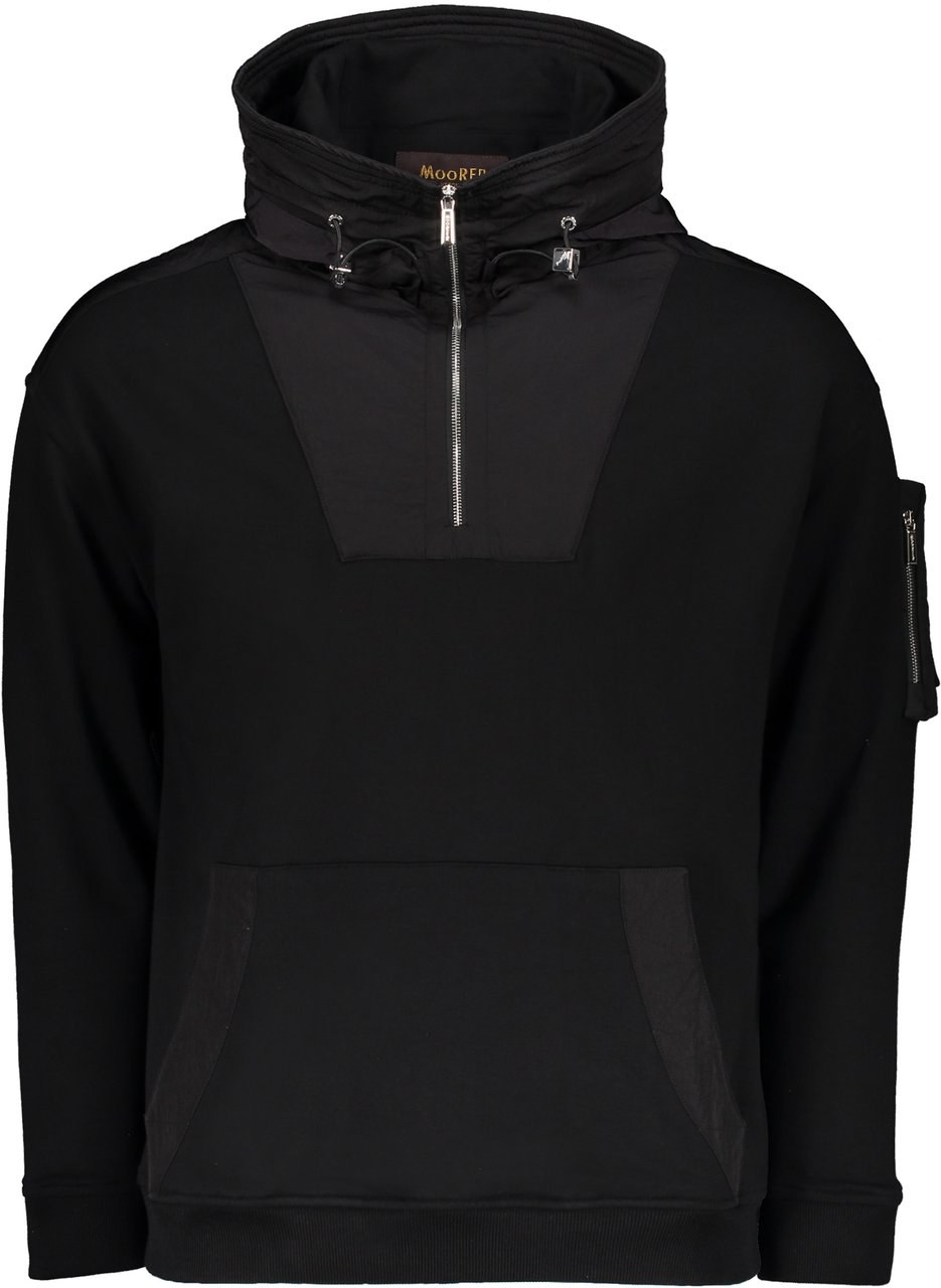 Moorer Black half-zip sweatshirt, modern minimalist design Zwart
