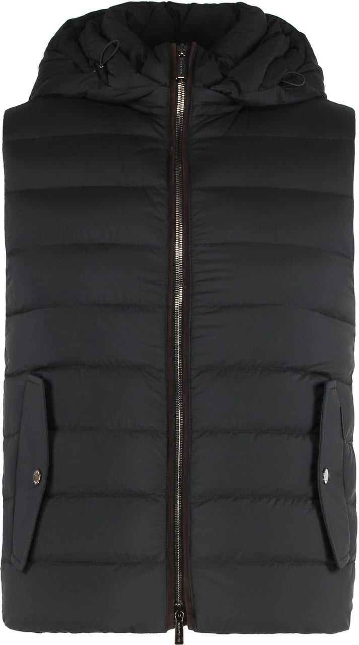 Moorer Padded gilet with hood Zwart