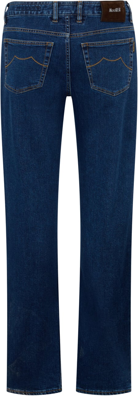 Moorer Dark blue jeans with a straight cut, casual and versatile. Blauw