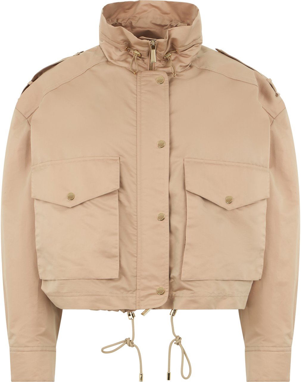 Moorer Versatile cropped jacket with pockets and drawstring Neutraal