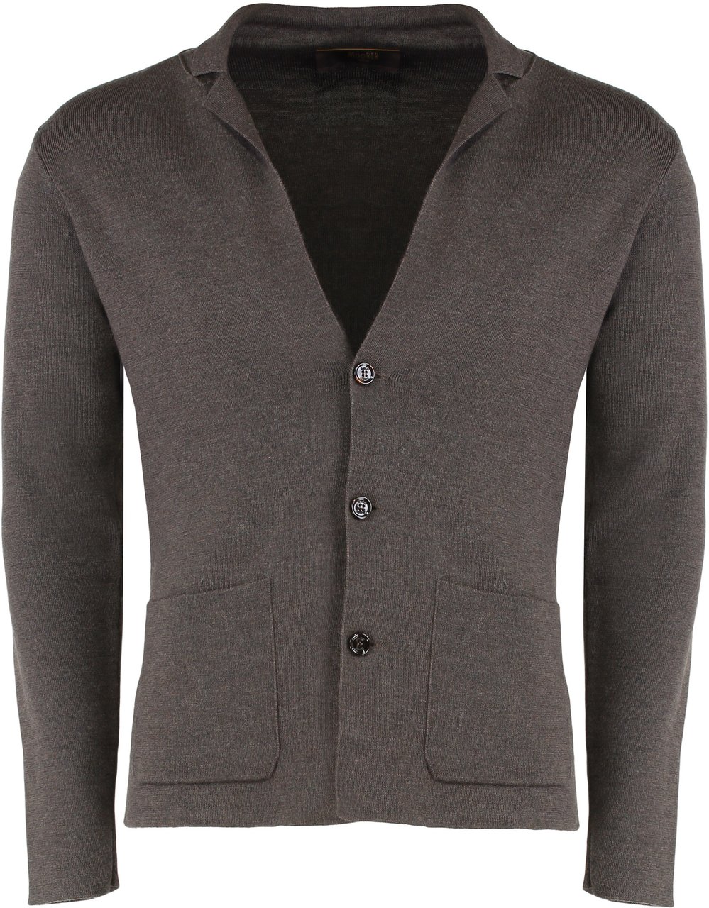 Moorer Cardigan in virgin wool with V-neck Bruin