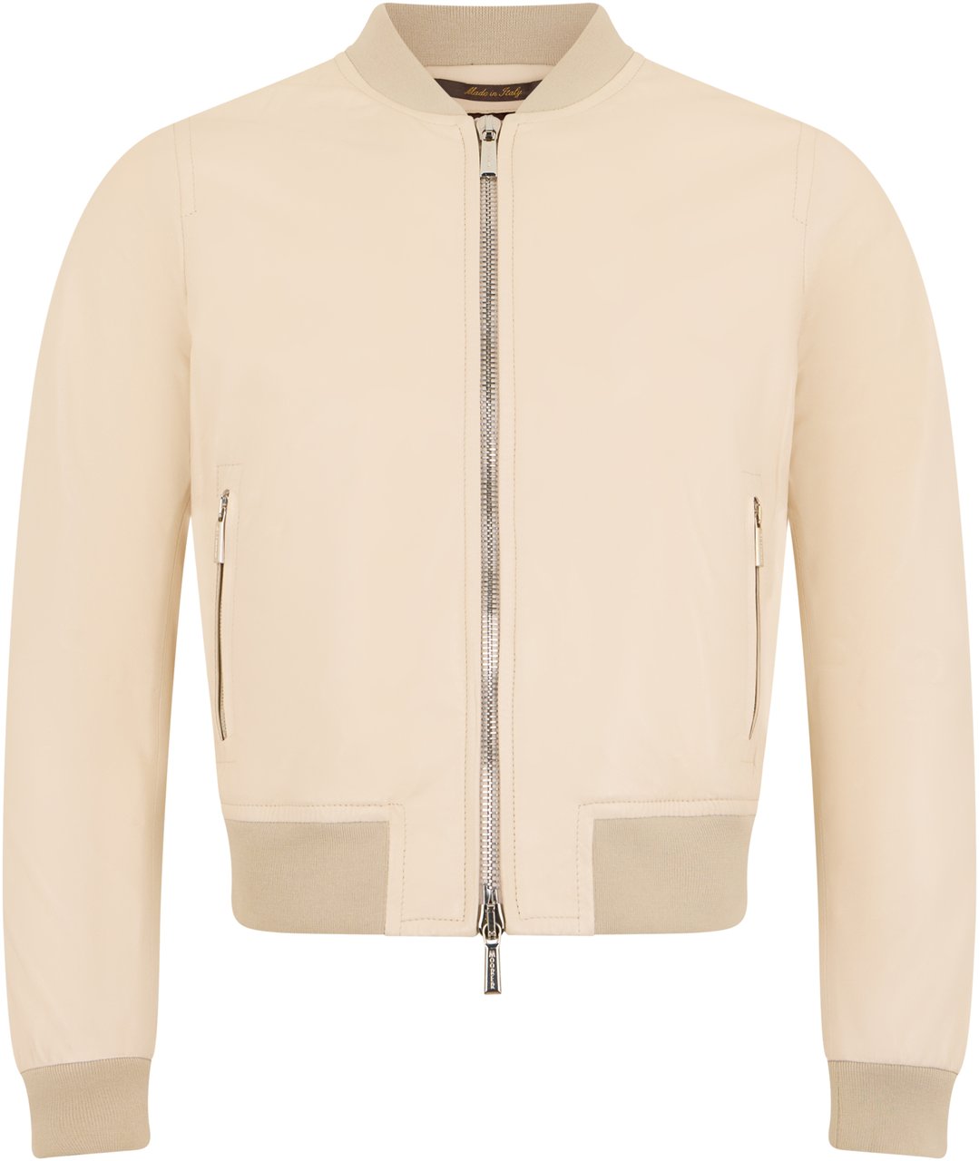 Moorer Beige leather bomber with casual and refined design Neutraal