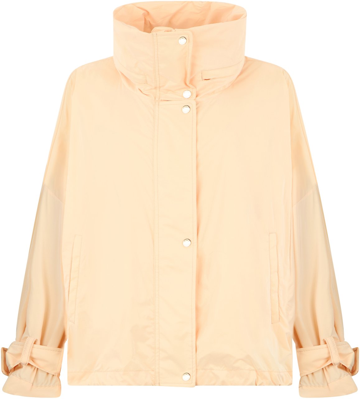 Moorer Oversized salmon down jacket with zip and high collar Oranje