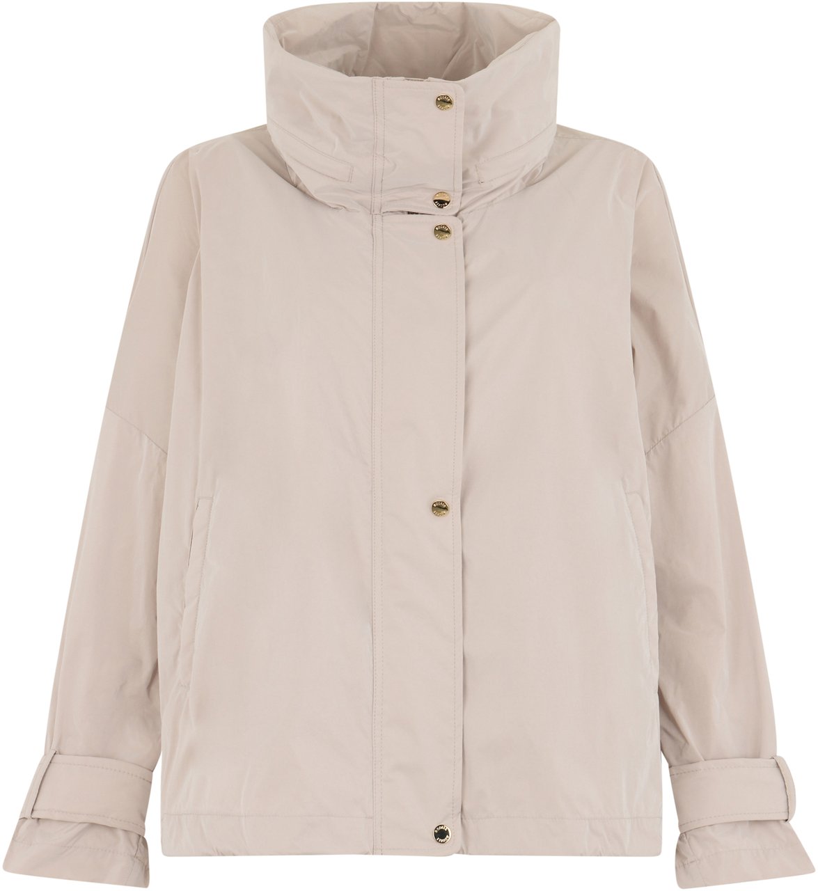 Moorer Beige elegant down jacket with high collar Neutraal