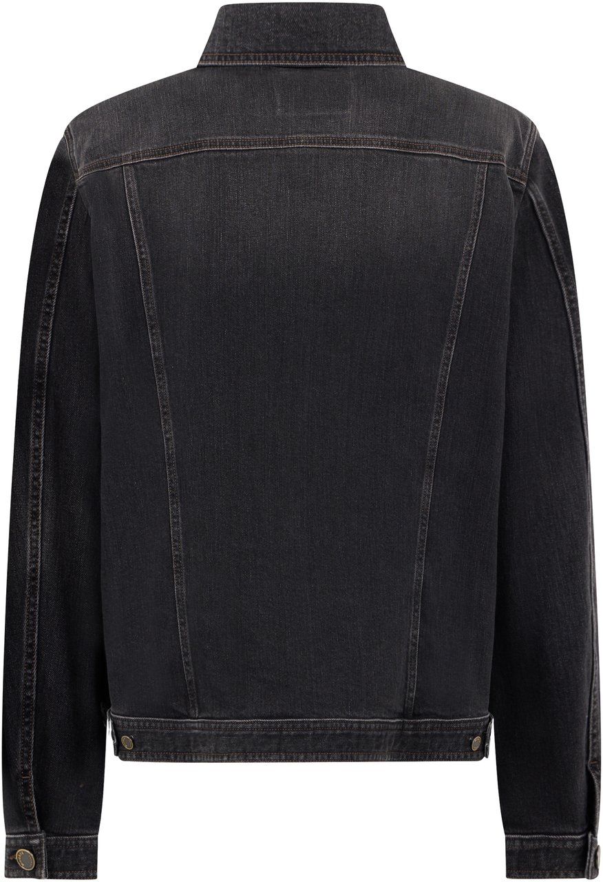 Moorer Black denim jacket with pockets, minimal and versatile. Zwart