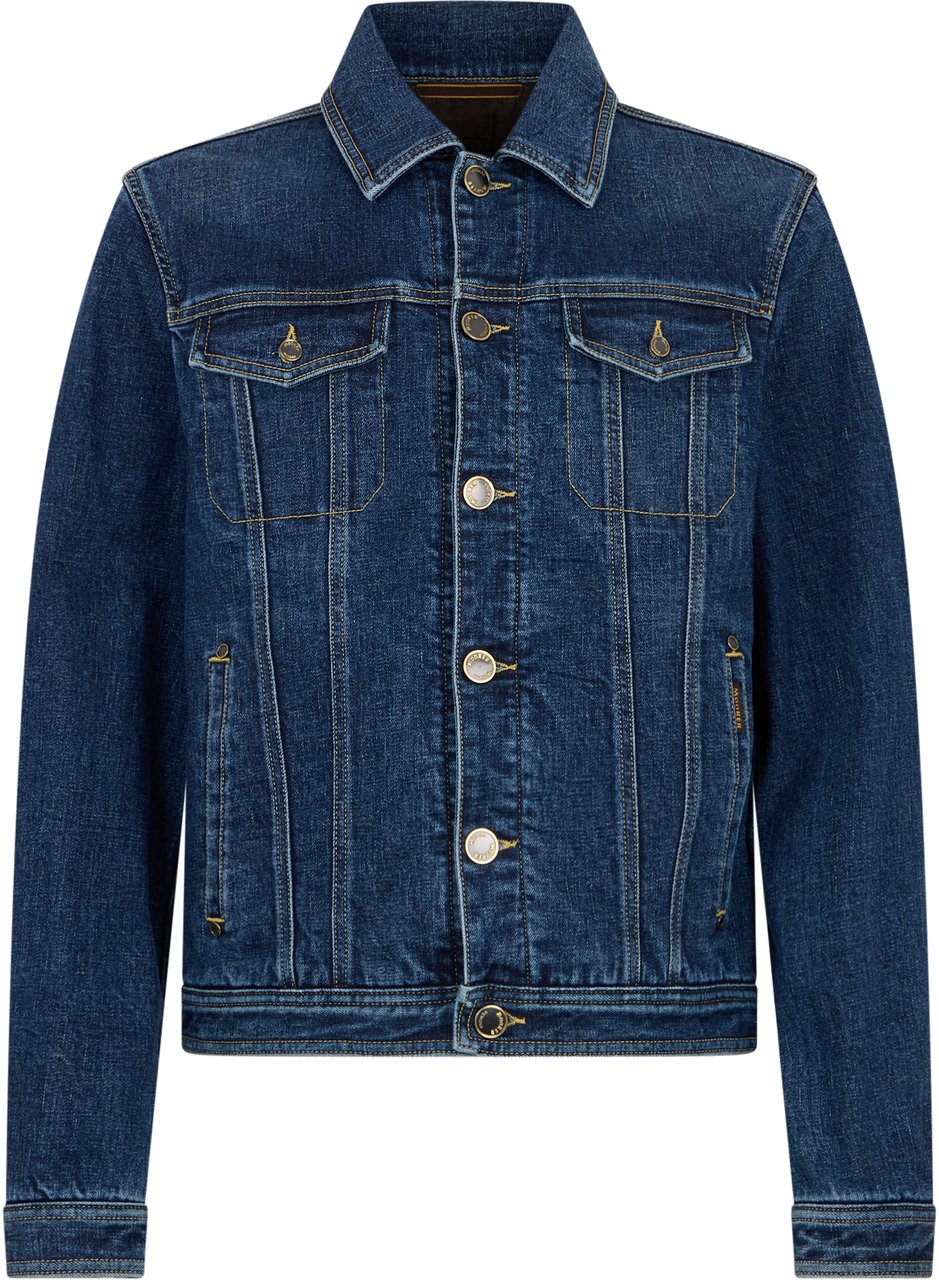 Moorer Dark blue denim jacket versatile. Blauw