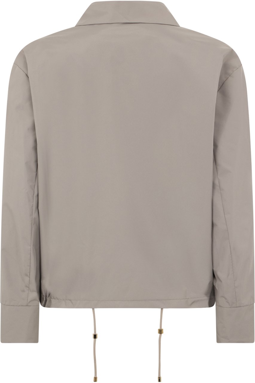 Moorer Light gray cropped jacket with pockets. Neutraal