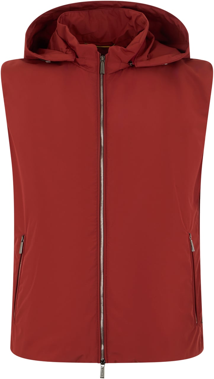 Moorer Red hoodie vest, practicality and style Rood