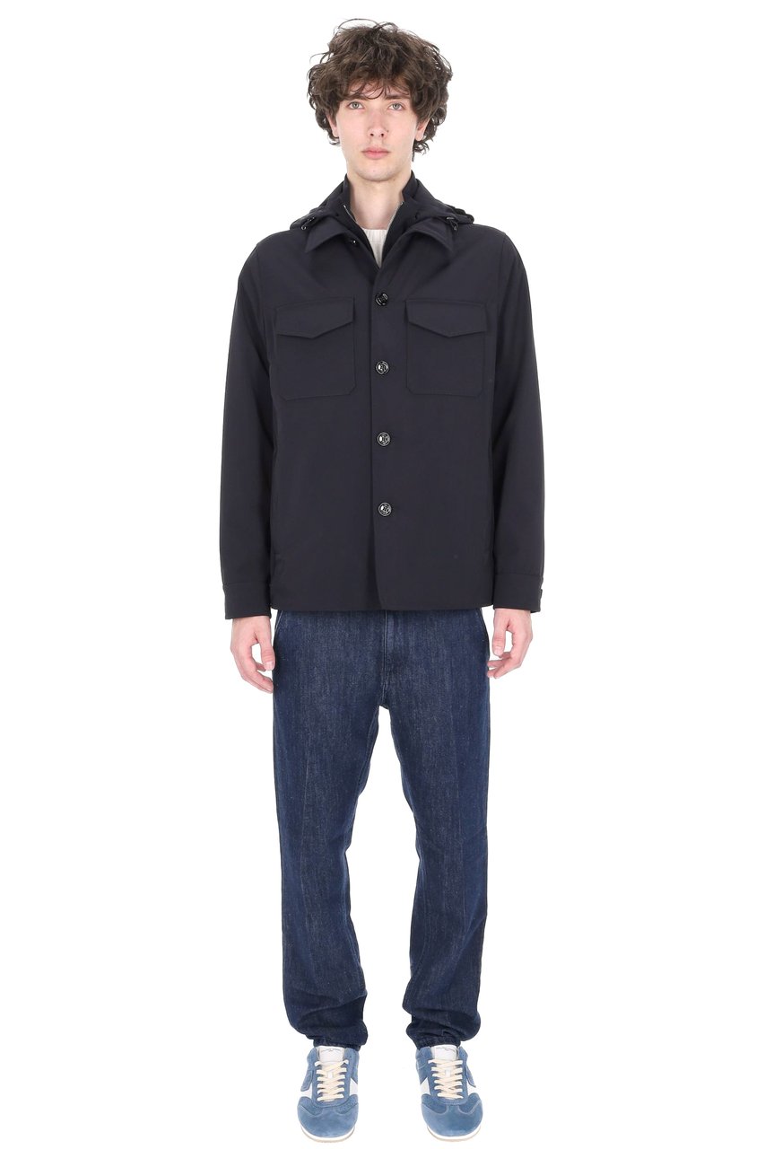 Moorer Maffei-Kr Waterproof Stretch Nylon Overshirt Jacket Zwart