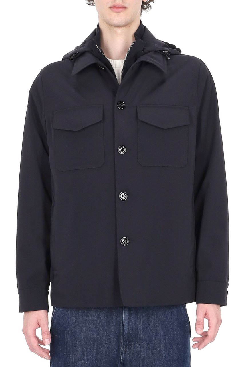 Moorer Maffei-Kr Waterproof Stretch Nylon Overshirt Jacket Zwart
