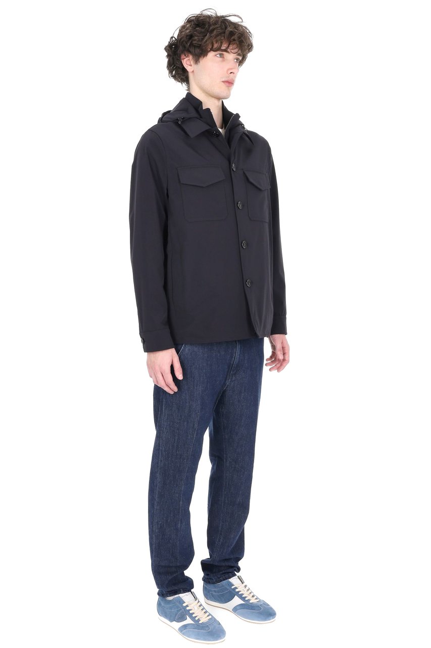 Moorer Maffei-Kr Waterproof Stretch Nylon Overshirt Jacket Zwart