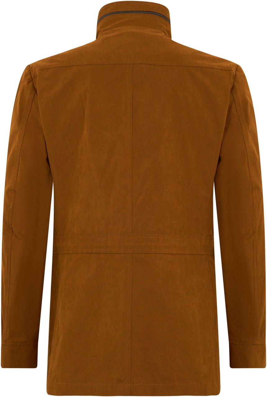 Moorer Camel color long-sleeve jacket, modern and functional. Geel