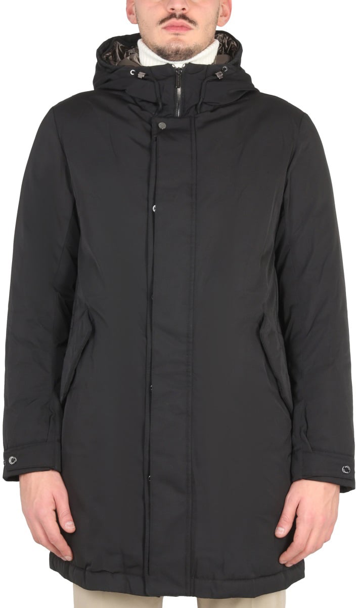 Moorer High Neck Jacket With Concealed Zipper And Adjustable Cuffs Zwart