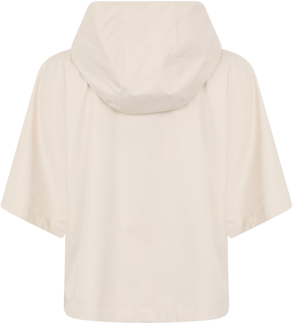 Moorer Light jacket sand color with hood, zipper and buttons. Wit