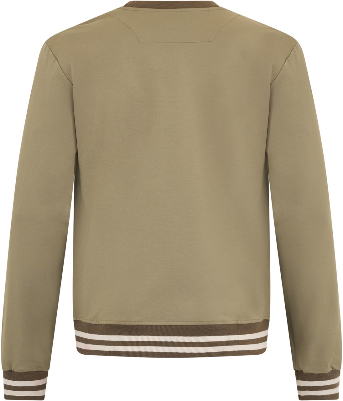 Moorer Khaki casual sweatshirt with round neckline and print. Groen