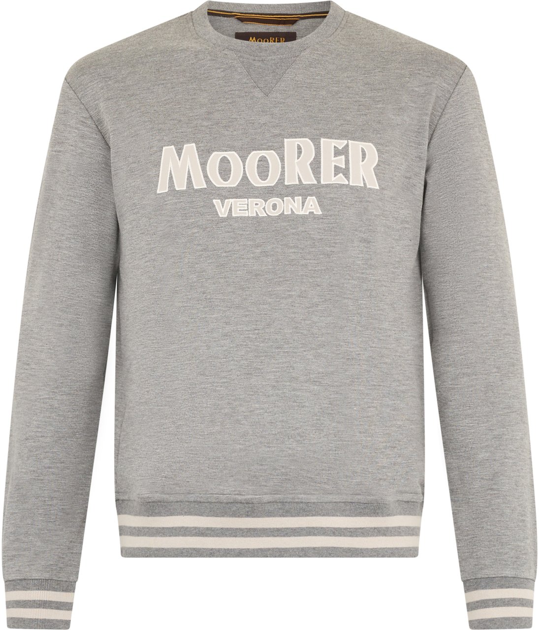 Moorer Modern gray mélange sweatshirt with stylized print. Grijs