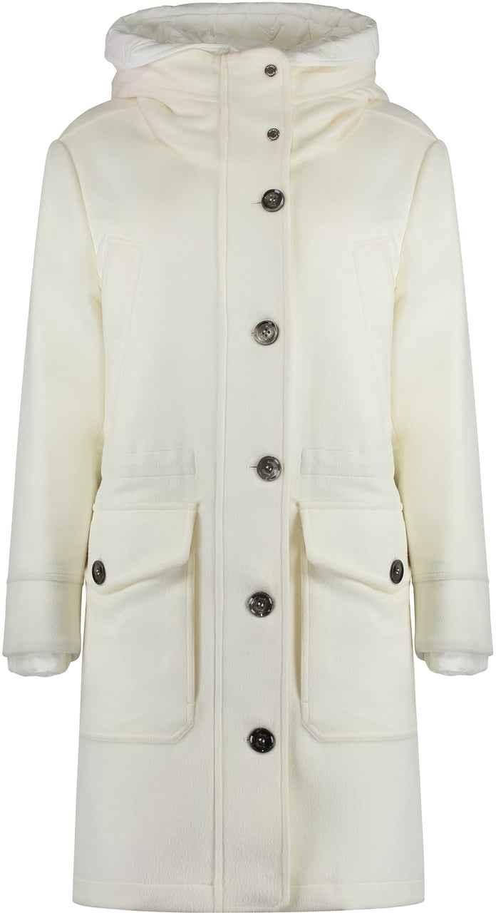 Moorer Megeve single-breasted coat in fabric Wit