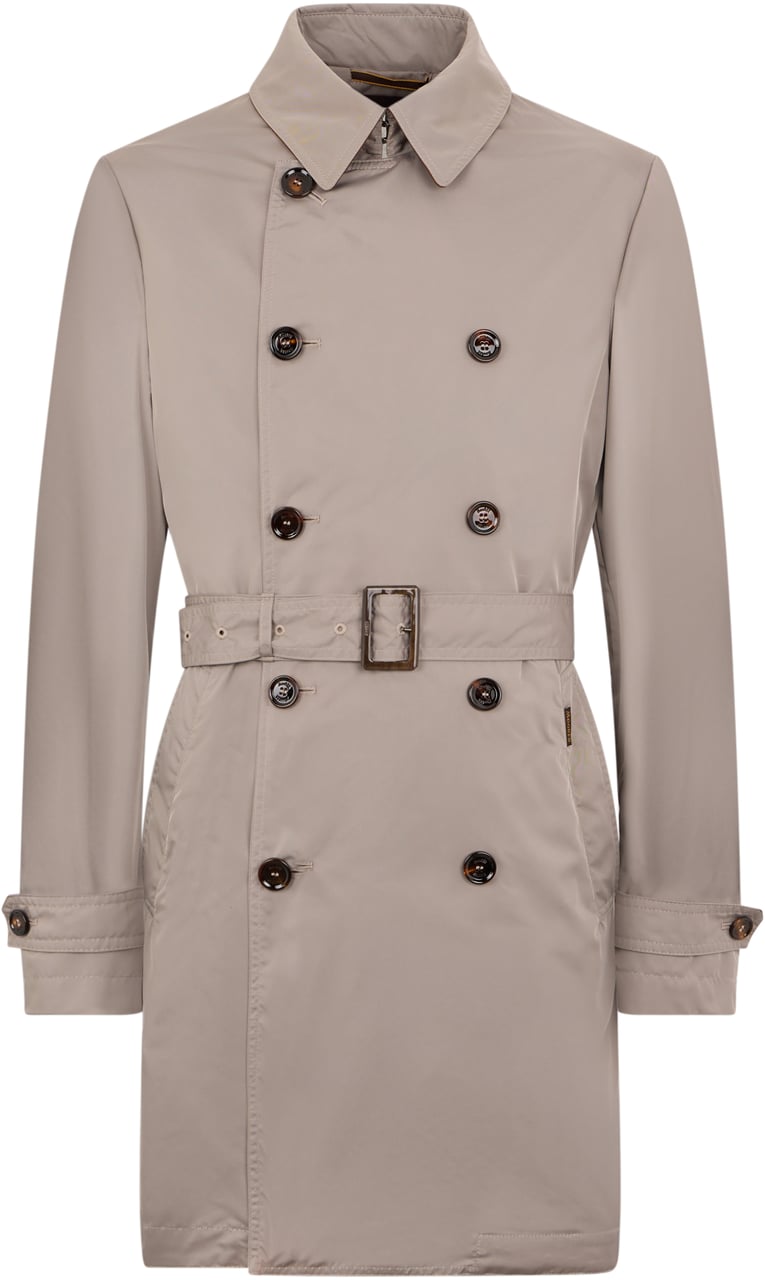 Moorer Elegant beige trench coat with adjustable belt. Neutraal