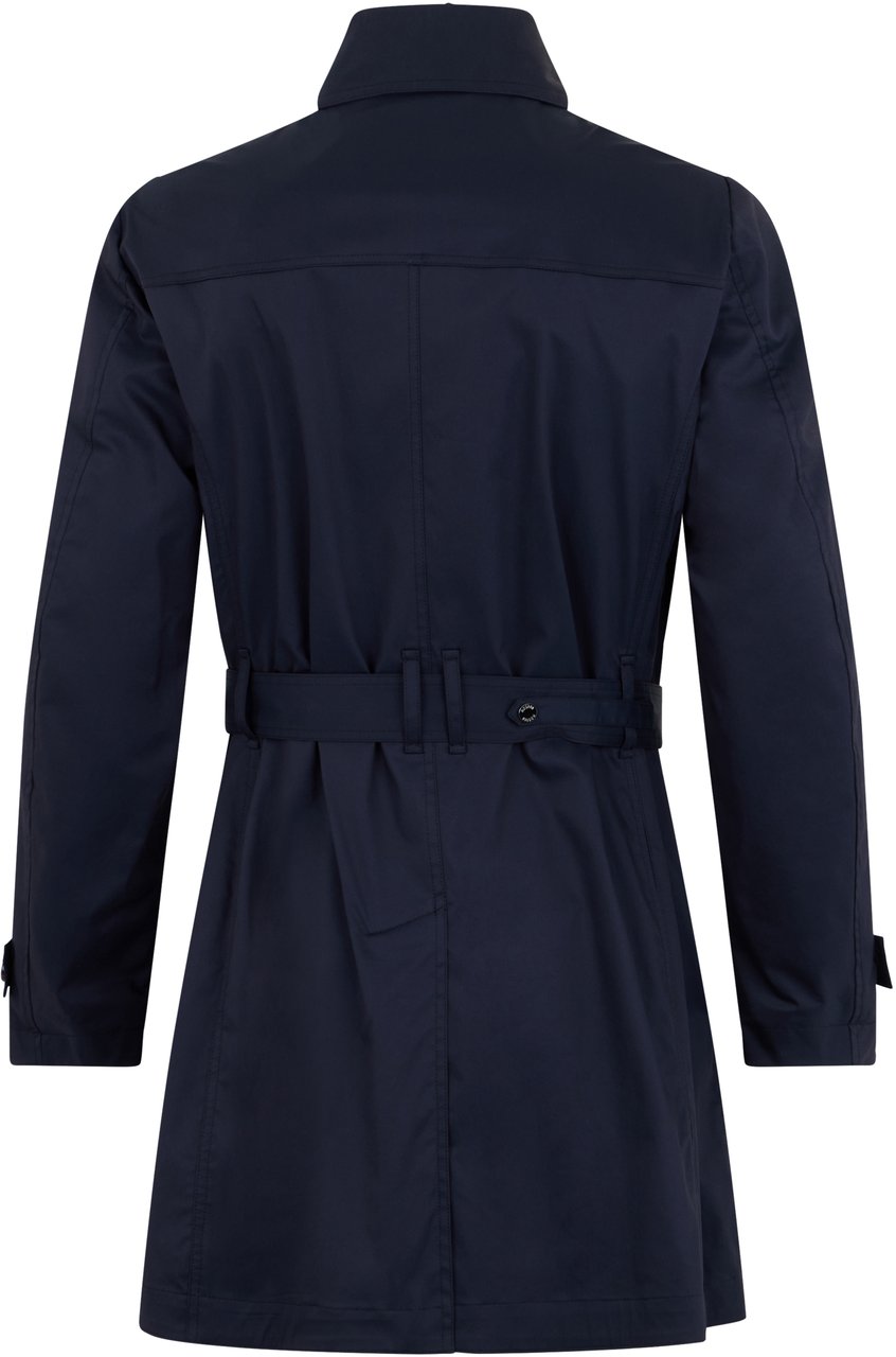 Moorer Short dark blue trench elegant with adjustable belt Blauw