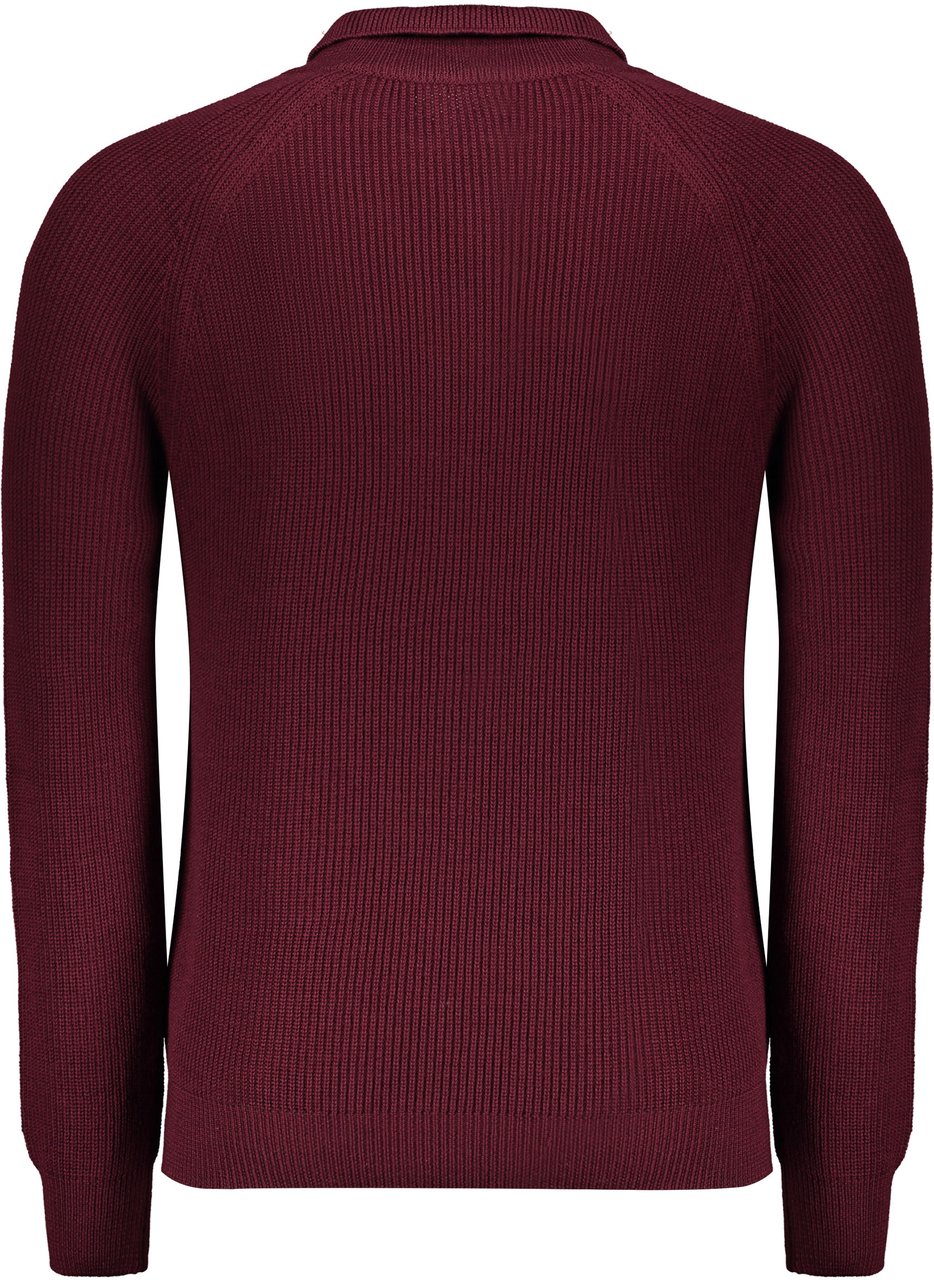 Moorer Bordeaux sweater with long sleeves and collar Rood