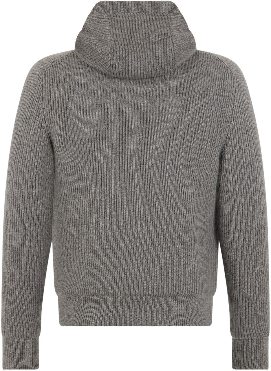 Moorer Gray puffer jacket with hood and zipper Grijs