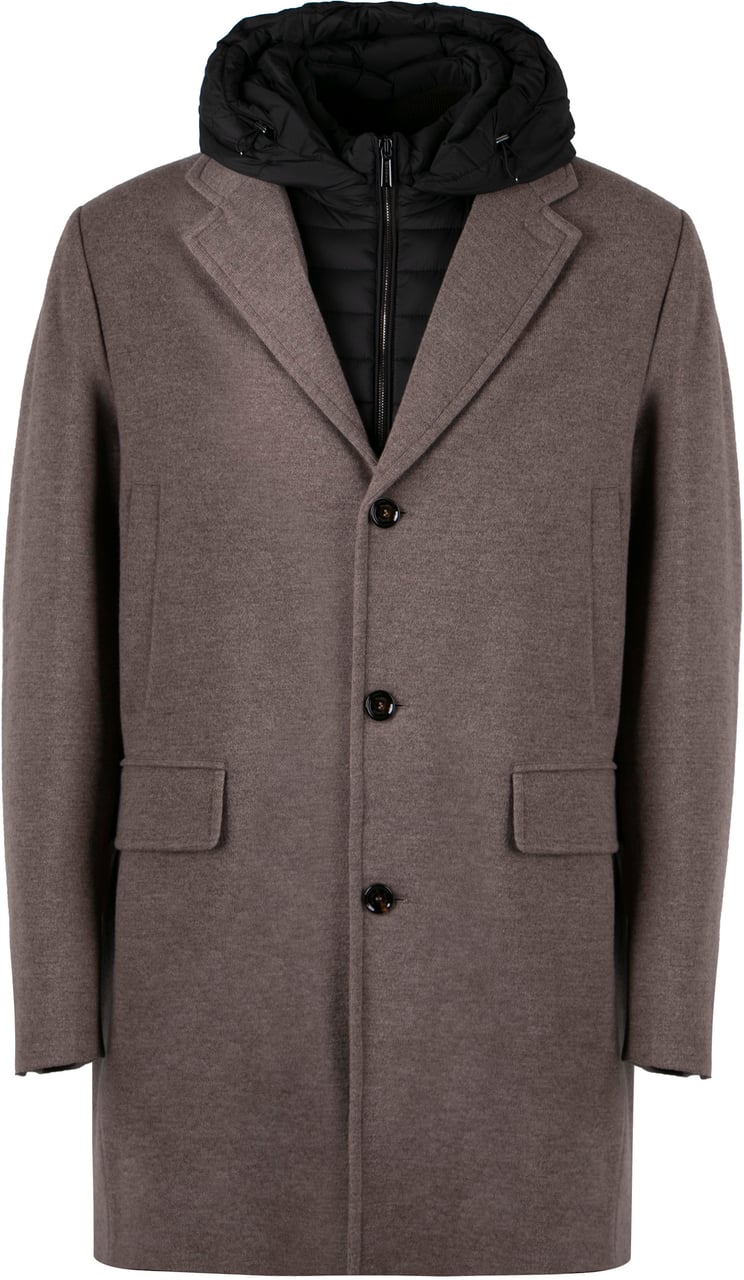 Moorer Mitchel padded wool-blend coat Taupe