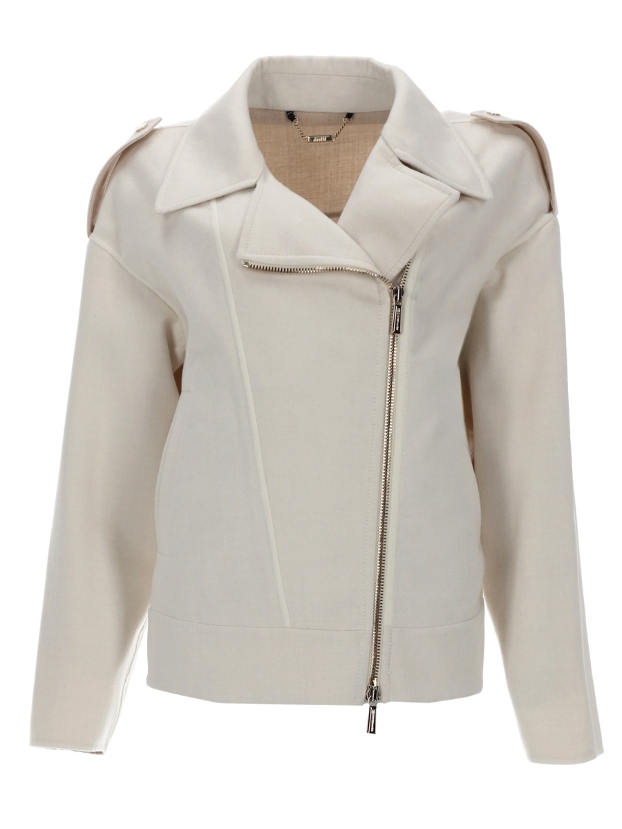 Moorer Neutrals Viana-J Asymmetrical Zipper Jacket Grijs